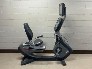 Life Fitness 95R Lifecycle Recumbent Bike c/w HDTV LCD Monitor and Adapter, S/N ARL 10321.