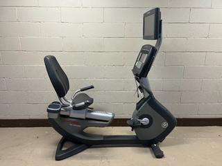 Life Fitness 95R Recumbent Bike w/ HDTV LCD Monitor, S/N ARL103228 *Note: Crack In Back*