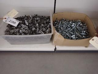 Box of Tight Joint Fasteners & Bin of Rubber Coated Clips.