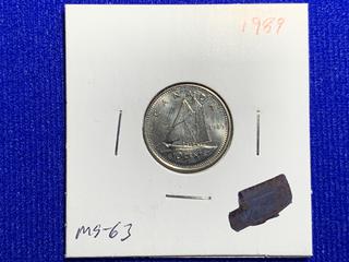1989 Canada Ten-Cent Coin.
