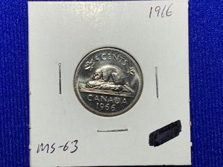 1966 Canada Five-Cent Coin.