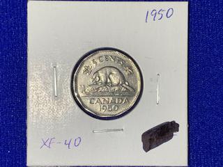 1950 Canada Five-Cent Coin.