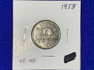1958 Canada Five-Cent Coin.