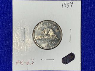 1959 Canada Five-Cent Coin.