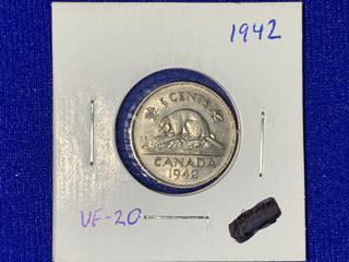 1942 Canada Five-Cent Coin.