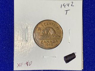 1942 Canada Five-Cent Coin.