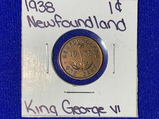 1938 Newfoundland One-Cent Coin.