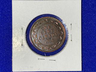 1916 Canada One-Cent Coin.