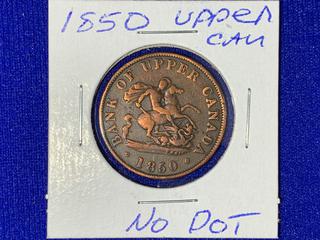 1850 Bank Of Upper Canada One Half Penny Bank Token.