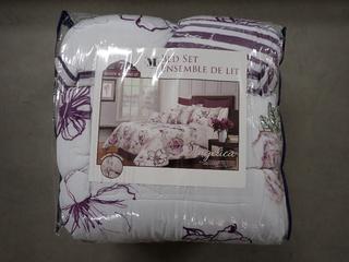 Modern 7-pc King Bedset Angelica Purple, 104in x 86in.