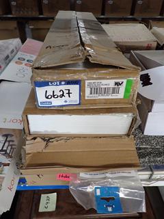 (2) Boxes of Universal Commercial Door Thresholds and (2) Boxes of White All Purpose Shelves.