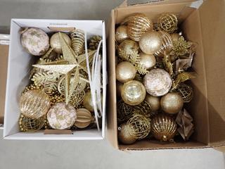 Assorted Gold Christmas Tree Decorations.