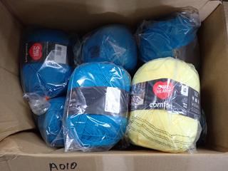 Assorted Red Heart Comfort Yarn.