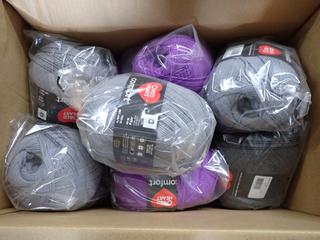 Assorted Red Heart Comfort Yarn.