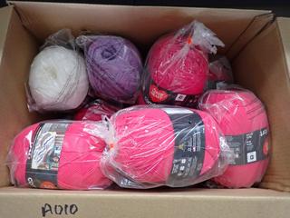 Assorted Red Heart Comfort Yarn.