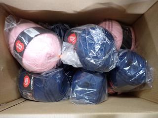 Assorted Red Heart Comfort Yarn.