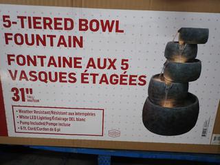 Home Base 31in H 5-Tiered Bowl Fountain, 4279907.