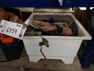 Laundry Tub c/w Assorted Hand Tools.