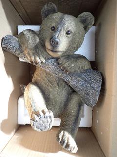 Polyresin Bear with Log Ornament, MG2771000, 14in H.