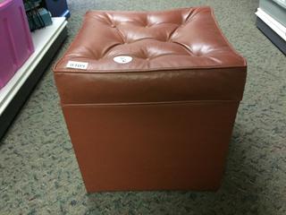 Opening Pleather Ottoman. 16in. H.