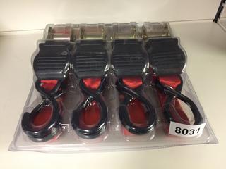 Maxload 4pc 1in. X 15ft. Ratchet Tie-Down Straps w/ Rubber Grips. 1200lb.