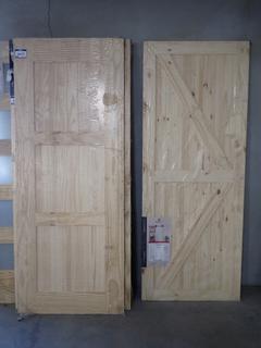(2) Artisan Barn Doors, 33in x 84in, Damaged.