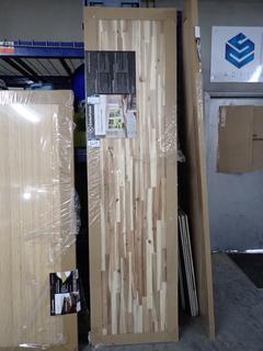 BL Centerpointe Finger Jointed Acacia Countertop, 25-1/2in x 96in x 1-1/2in, Damaged.