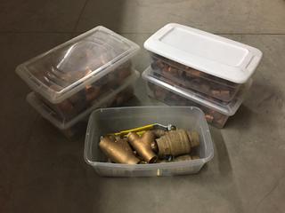 (5) Bins of Copper and Brass Fittings.