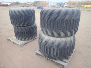 Qty Of (4) Trelleborg Twin 423 710/40.B22.5 Tires w/ 10-Bolt Rims