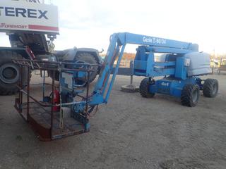 2008 Genie Model Z-60/34 500lb Cap. 4X4 Articulated Manlift C/w Perkins 2.216L Diesel Engine, 60ft Max Platform Height, 34ft Max Platform Reach, 8ft X 3ft Platform And IN385/65 D19.5 Tires. Showing 6241hrs. SN Z6008-8928 *Note: Running Condition Unknown*