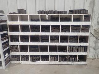 8ft X 1ft X 61in 40-Compartment Storage Unit C/w Of Assorted Pipe Nipples *Note: Buyer Responsible For Loadout*