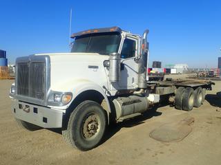 2001 International 5900i 6X4 T/A Cab And Chassis Truck Tractor C/w CAT C15 475hp 15.2L Diesel Engine, Eaton Fuller 18-Spd Transmission, Kelsey PTO, 385/65 R22.5 Front And 11R24.5 Rear Tires. VIN 1HTXRAST21J093040 *Note: Fire Damage In Cab, Unable To Verify Mileage, Do Not Run*