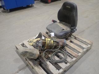 3hp 575V 3-Phase Chain Hoist C/w Ultra Seat *Note: Working Condition Unknown, Tears In Seat*