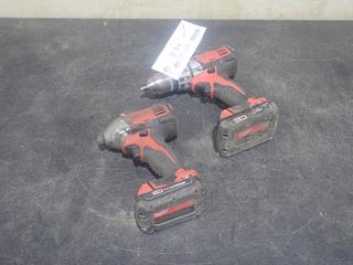 Milwaukee 18V 1/2in Drill Driver C/w Milwaukee 18V 1/4in Hex Impact Driver And (2) Batteries *Note: No Charger*