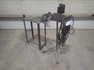 Steel Stand C/w Cables w/ Stingers, Face Shield And 22in X 11in X 33in Table