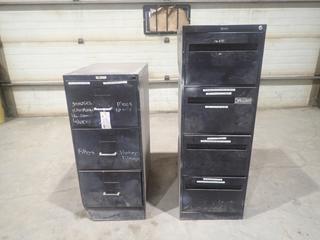 (1) 26 1/2in X 18in X 52 1/2in And (1) 28in X 18in X 42in Filing Cabinets