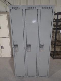 Bank Of Lockers w/ 3-Doors, 18in(L), 12in(D), 6ft(H)