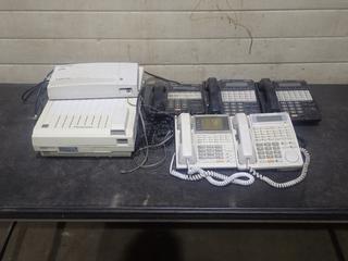 Panasonic Model KX-TD816C Hybrid Phone System C/w Panasonic TVP75 Voice Processing System And (5) Assorted Office Phones