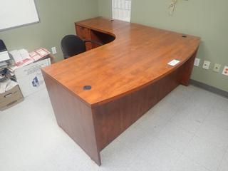 78in X 30in L-Shaped Office Desk C/w Chair, 35 1/2in X 12in X 6ft Bookshelf, Office Desk w/ Hutch, 36in X 18in X 54in Filing Cabinet And 18in X 26 1/2in X 52in Filing Cabinet *Note: Buyer Responsible For Loadout*