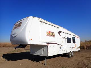 2008 Gulf Stream Canyon Trailer 34FSBW T/A Fifth Wheel Holiday Trailer c/w (3) Slide Outs, Awning, A/C, Kitchen, Dining Area, (2) Bedrooms, Bathroom, ST235/80R16 Tires, VIN 1NL1DFS2881072378 (PL0405)