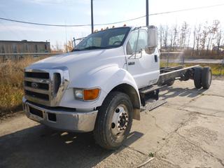 **LOCATED OFFSITE** 2005 Ford F-750 XL Super Duty, Cab & Chassis Only, 106,594 KM, 6-Speed, 11R22.5 Tires, CVIP 07/2020, VIN 3FRPF75065V125679 *Note: Will Not Start (Unknown Issue), Buyer Responsible For Loadout, This Item Is Located @ 7290 18 St, Edmonton, AB, For More Info Contact Chris @ 587-340-9961*