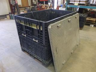 Storage Shipping Crate, Collapsible Sides w/ Aluminum Lid, 70 In. x 48 In. x 50 In. 