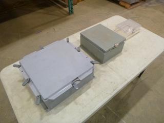 (1 ) Metal  Electrical Enclosure Box, (1) Plastic Electrical Enclosure Box, (1) Plastic Thermostat Cover / Guard (D-2)