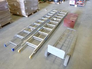 (2) 12 Ft. Extension Ladders, (1) Wheel Dolly, Job Box c/w Contents Including Wrenches, Sockets, Hammers And More (Z)