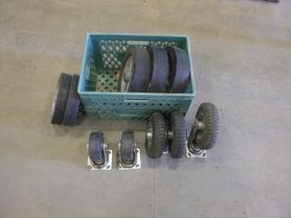 Qty of Swivel Casters and Assorted Wheels w/ Crate (K32)