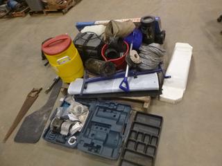 Qty of Misc. Items Including Black & Decker Mitre Saw, Bosch Case and Parts, Water Cooler, Liftmaster Opener, Welding Rod Holders, Fender, Shovel, 4 Ft. Fluorescent Light and More Items (M-5-3)