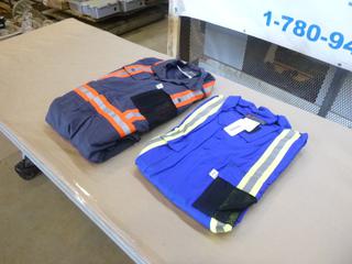 (2) Unused Apparel Solutions Flame Resistant Coveralls, Size 44 and Size 62R (G2)