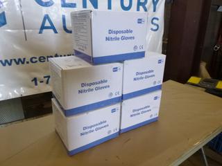 (5) Cases of Disposable Nitrile Gloves (Non-Medical), Size XL (W33)