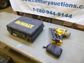 DeWalt DCN690 20V Cordless Paper-Tape Framing Nailer c/w DeWalt DCB101 12V-20V Charger and Case *Note: No Battery, Working Condition Unknown* (F2)