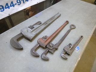 (4) Various Sized Pipe Wrenches (F-2)